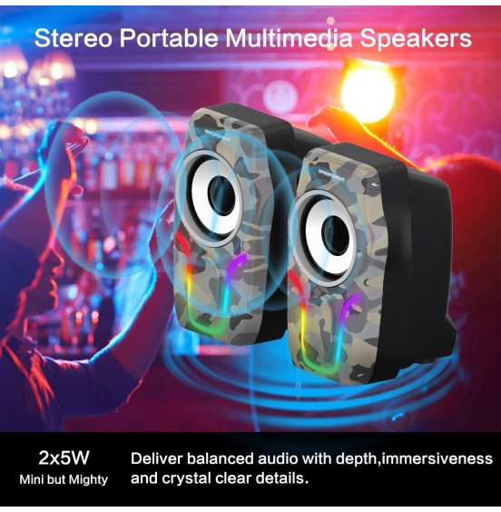 Computer Speakers,2.0 Stereo Volume Control Gaming Speakers with Surround Sound,6 RGB LED Backlit Effect,USB Powered Wired Laptop Speakers with 3.5mm for Desktop Computer/PC/Laptops(White) Computer Speakers,2.0 Stereo Volume Control Gaming Speakers with Surround Sound,6 RGB LED Backlit Effect,USB Powered Wired Laptop Speakers with 3.5mm for Desktop Computer/PC/Laptops(White)